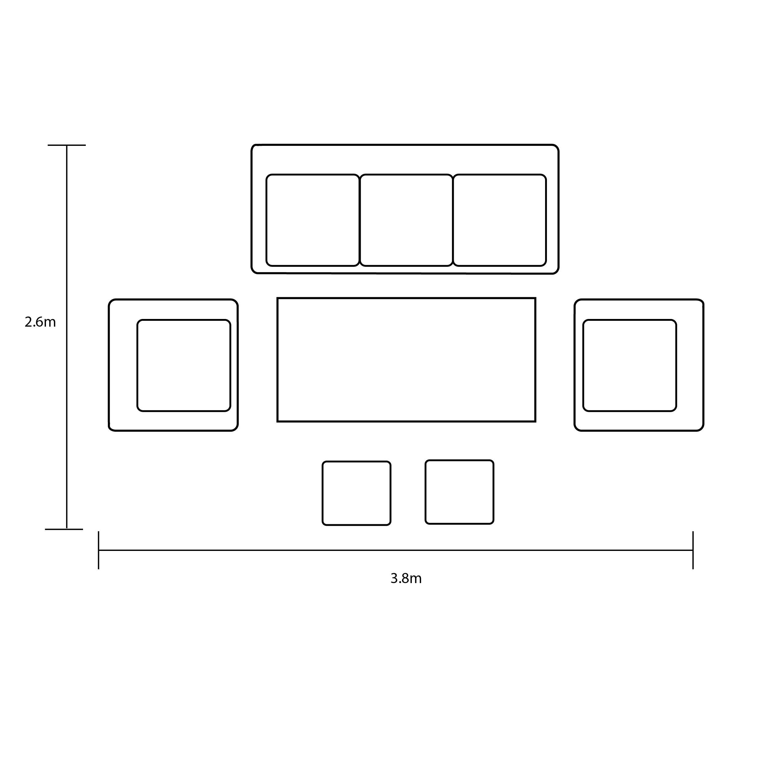 Alora 3 Seat Lounge Set footprint